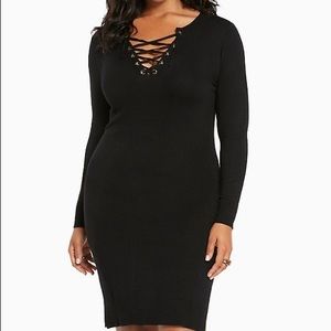 Sexy lace up sweater dress